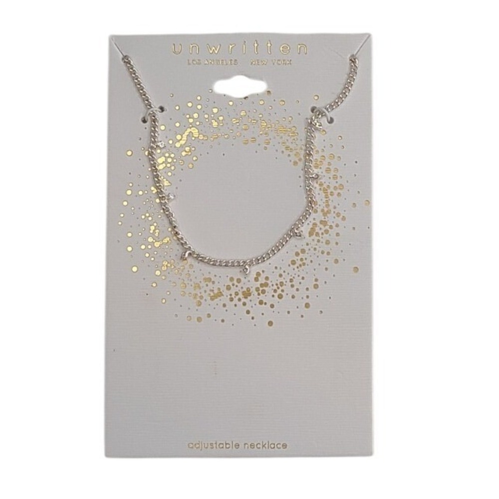 UNWRITTEN Silver Tone Adjustable Necklace with Cubic Zirconia Charms